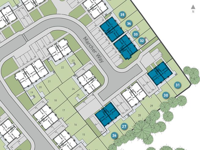 Site plan, 2 bedroom houses - artist's impression subject to change